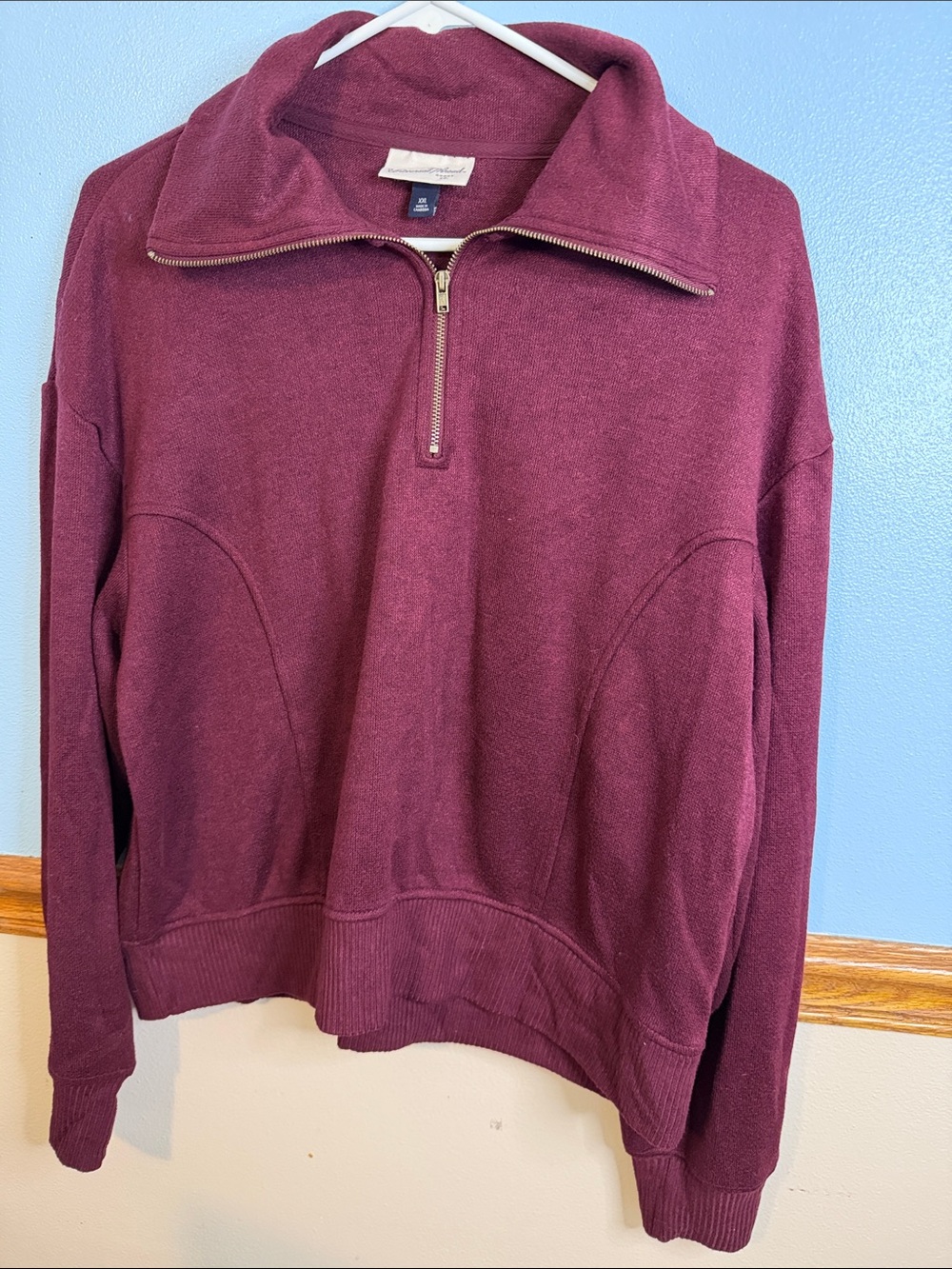 Universal Thread Burgundy Polo Half-Zip Knit Pullover Sweatshirt - XXL